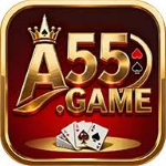 A55 Game logo with gold text and playing cards.